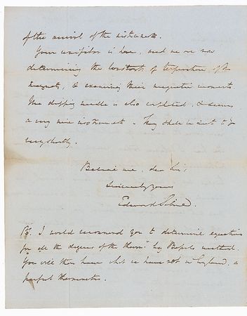 Lot #265 Edward Sabine: The notable geophysicist: “We are now determining the constants of temperature of the magnets” - Image 2