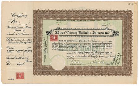 Lot #194 Thomas Edison: Scarce Edison Primary Batteries stock - Image 1