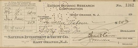 Lot #195 Thomas, Mina, and Charles Edison Checks - Image 2