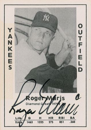 Lot #1403 Roger Maris: Beautiful twice-signed baseball card of the former home run king - Image 1