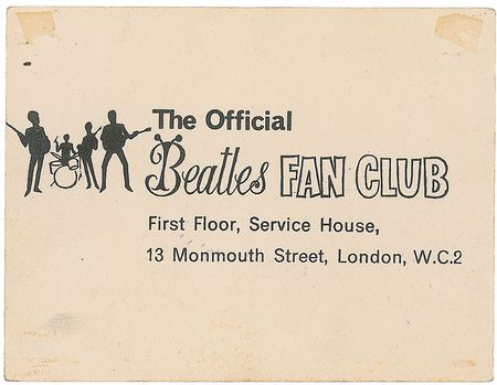 Lot #893 Beatles: Rare band-signed classic Dezo Hoffmann fan club card - Image 2