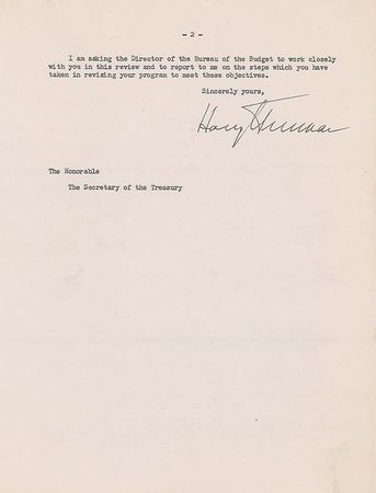 Lot #94 Harry S. Truman: Curtailing government spending after the outbreak of the Korean War - Image 2