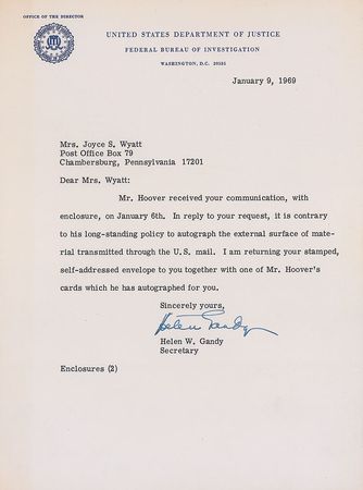 Lot #318 J. Edgar Hoover Signature - Image 2