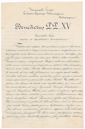 Lot #249 Pope Benedict XV Signed Document - Image 1