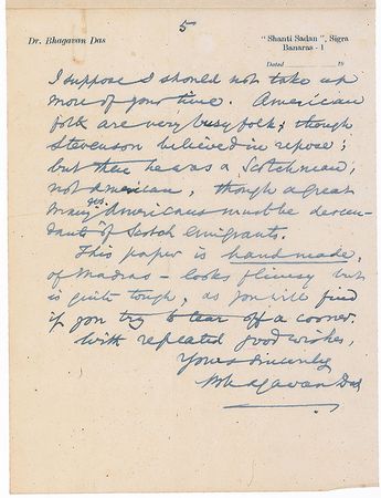 Lot #181 Bhagwan Das: “Tens and hundreds and thousands of millions of precious greenbacks are...being spent on hydrogen bombs to keep the Russian Bear in Awe” - Image 2
