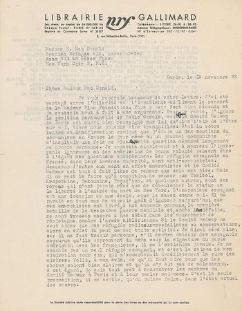 Lot #650 Albert Camus: ?If it means you are a communist if you are not resigned to see the Azul Division defend the democratic camp, then we are all communists? - Image 1