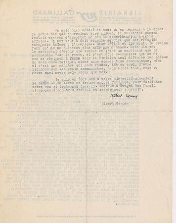 Lot #650 Albert Camus: ?If it means you are a communist if you are not resigned to see the Azul Division defend the democratic camp, then we are all communists? - Image 2