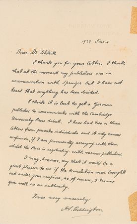 Lot #191 Arthur Eddington Handwritten Letter Signed - Image 1