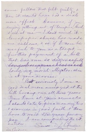 Lot #656 Samuel L. Clemens: With his trademark wit, Twain makes restitution to the physician who treated him years earlier - Image 2