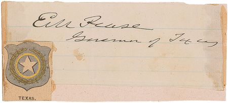 Lot #397 Texas: Rusk and Pease Signatures - Image 1