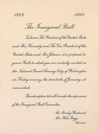 Lot #109 John F. Kennedy Inaugural Ball Invitation - Image 1