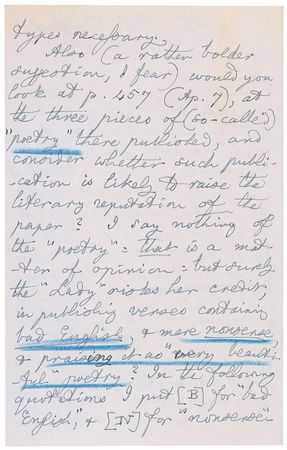 Lot #665 Charles L. Dodgson: “Surely the ‘Lady’ risks her credit, in publishing verses containing bad English, & mere nonsense, & praising it as ‘very beautiful’ poetry?” - Image 2