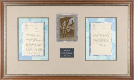 Lot #539 Charles Lindbergh: A momentary stop during his historic air survey: ?We are very anxious to see some of the people who live in the vicinity where my father and grandfather came from? - Image 1