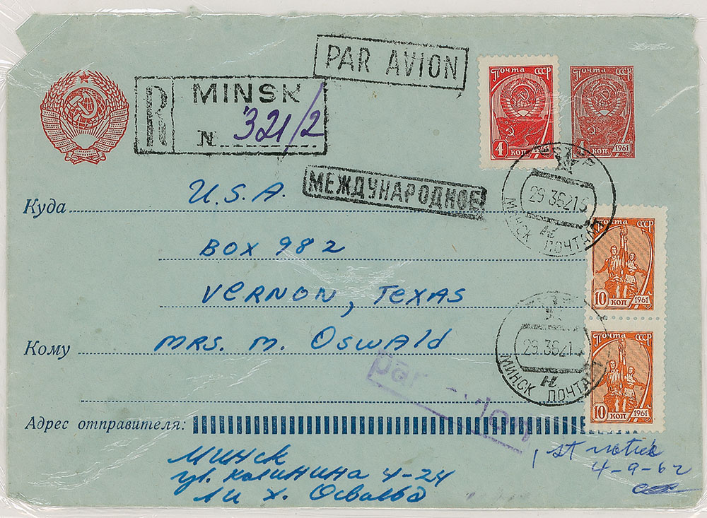 Lot 172 Kennedy Assassination: Lee Harvey Oswald: Addressing and signing a letter to his mother from Moscow
