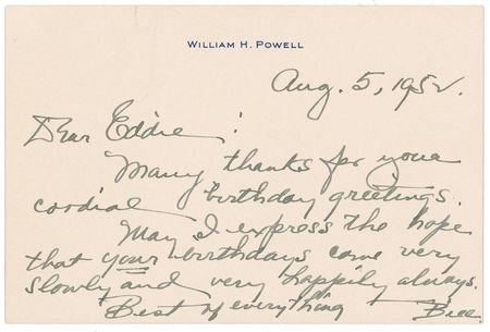 Lot #1843 William Powell: Sending thanks to controversial Hollywood executive, Eddie Mannix - Image 1