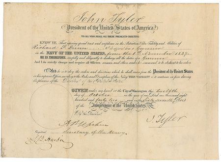 Lot #19 John Tyler Signed Document