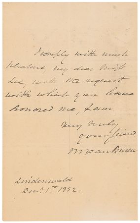 Lot #18 Martin Van Buren Handwritten Letter Signed
