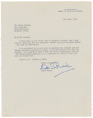 Lot #1189 David Niven Typed Letter Signed - Image 1