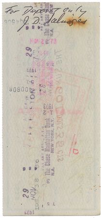 Lot #720 J. D. Salinger Check - Image 1