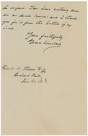 Lot #45 Grover Cleveland: “I have never been able to suppose that anyone believed that I was dishonest or self-serving in the discharge of the duties pertaining to the great office of President” - Image 4