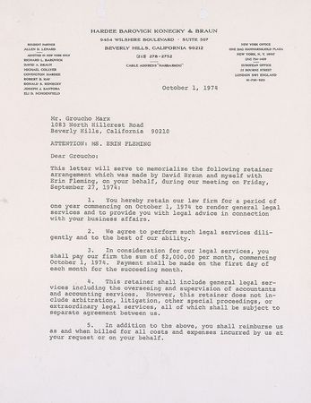 Lot #1218 Groucho Marx Signed Document - Image 1
