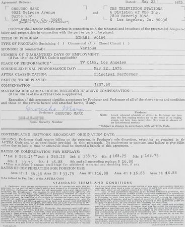 Lot #1221 Groucho Marx Signed Document - Image 2