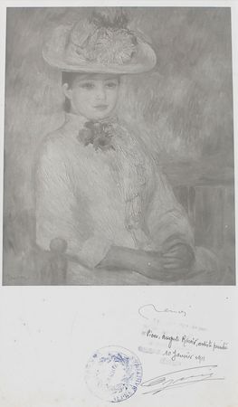 Lot #710 Pierre-Auguste Renoir: Renoir authenticates his ‘Girl in the Yellow Hat’ - Image 1