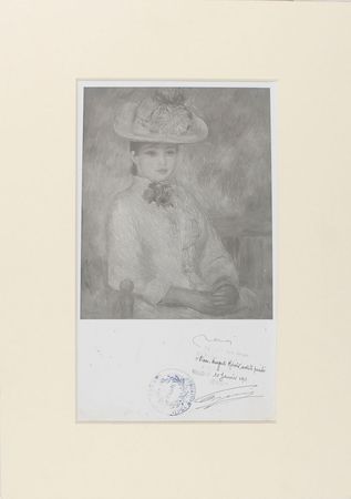 Lot #710 Pierre-Auguste Renoir: Renoir authenticates his ‘Girl in the Yellow Hat’ - Image 2