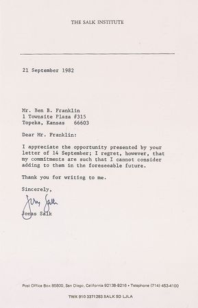 Lot #437 Jonas Salk - Image 1