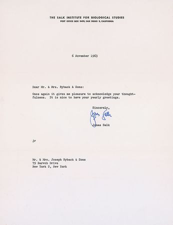 Lot #437 Jonas Salk - Image 2