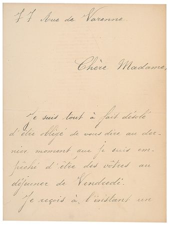 Lot #714 Auguste Rodin Handwritten Letter Signed - Image 1
