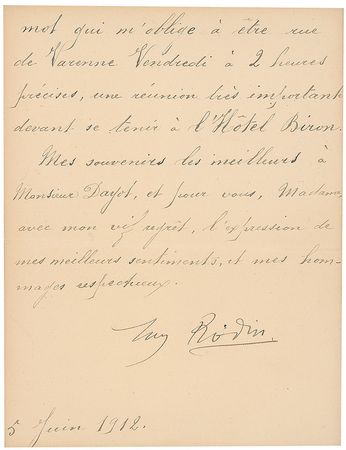 Lot #714 Auguste Rodin Handwritten Letter Signed - Image 2