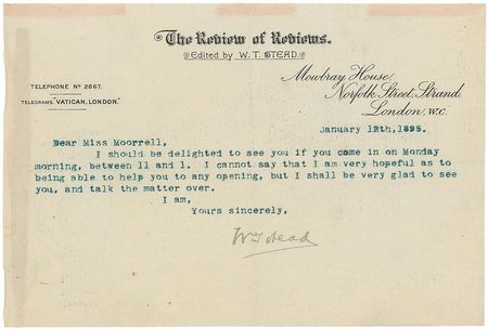 Lot #320 Titanic: William T. Stead Typed Letters Signed - Image 2