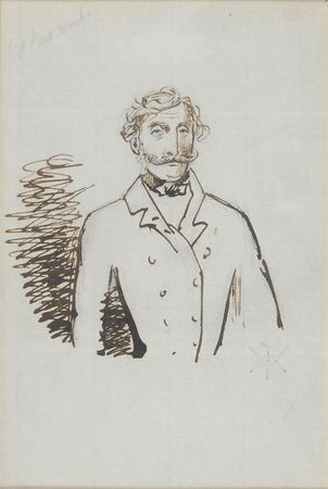 Lot #739 William Makepeace Thackeray: Scarce pen-and-ink portrait of Colonel Newcome, star of one of his most successful novels - Image 1