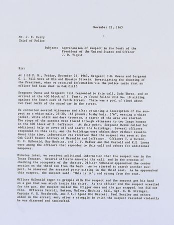 Lot #400 Kennedy Assassination: Oswald Captors Souvenir Typescript - Image 1