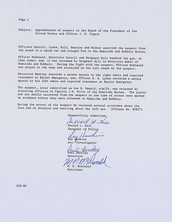 Lot #400 Kennedy Assassination: Oswald Captors Souvenir Typescript - Image 2