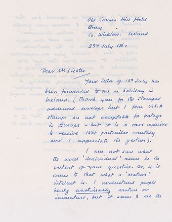 Lot #1306 Alec Guinness: ?It seems to me that not to be affiliated to some religious activity is to deprive oneself of a positive intellectual opportunity? - Image 1