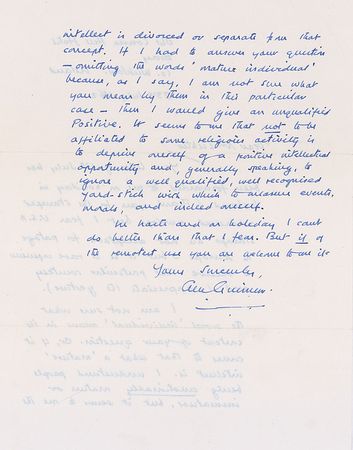 Lot #1306 Alec Guinness: ?It seems to me that not to be affiliated to some religious activity is to deprive oneself of a positive intellectual opportunity? - Image 2