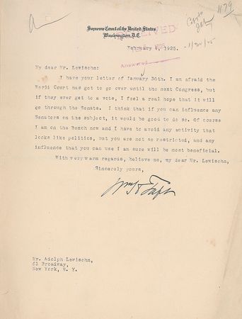 Lot #57 Presidents: Harding, Taft, and Coolidge: Excellent collection of letters from a crucial time in American international relations - Image 1