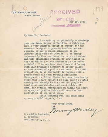 Lot #57 Presidents: Harding, Taft, and Coolidge: Excellent collection of letters from a crucial time in American international relations - Image 2