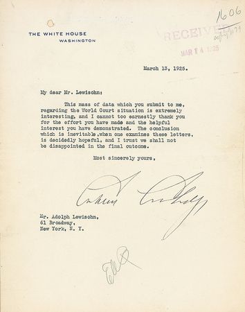 Lot #57 Presidents: Harding, Taft, and Coolidge: Excellent collection of letters from a crucial time in American international relations - Image 4
