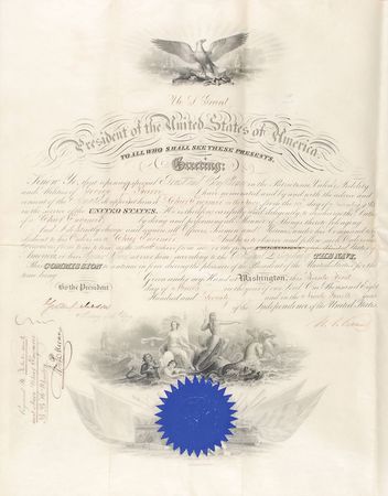 Lot #33 U. S. Grant: Rare post-Civil War naval appointment from Grant - Image 1
