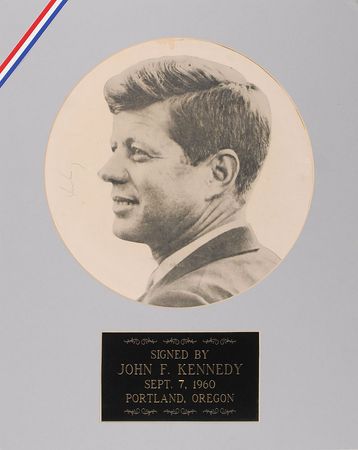 Lot #102 John F. Kennedy: Handsome poster from JFK?s first west coast campaign swing, signed in September of 1960 - Image 1