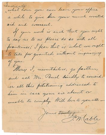 Lot #779 George Washington Cable Handwritten Letter Signed - Image 2