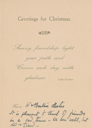 Lot #706 Beatrix Potter: Charming card from Potter’s final Christmas, “We are well, but old & tired” - Image 1