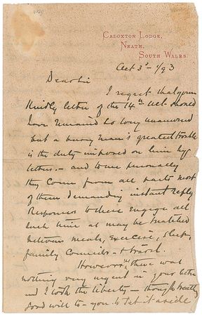 Lot #314 Henry M. Stanley: Stanley recommends taking newspaper report on a study on talking animals with a grain of salt - Image 1