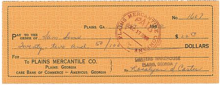 Lot #138 Jimmy and Rosalynn Carter Checks - Image 1