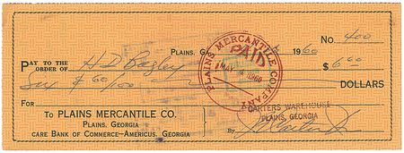 Lot #138 Jimmy and Rosalynn Carter Checks - Image 2