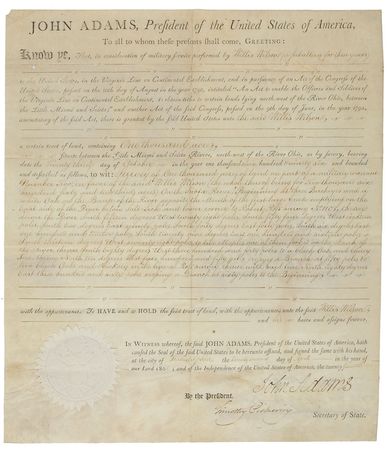 Lot #5 John Adams: Boldly signed military land