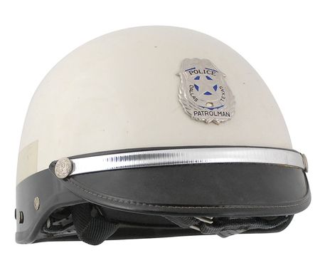 Lot #111 John F. Kennedy: Motorcade: Officer James M. Chaney?s Dallas Police helmet, worn as he rode beside Kennedy?s car on November 22, 1963 - Image 1